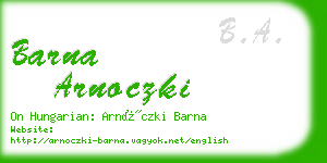 barna arnoczki business card